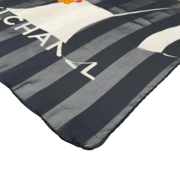 Chanel 80s Jewelry Madame Coco Black and Ecru Square Silk Scarf W/Box - Picture 5 of 16